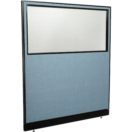 Interion By Global Industrial Interion Office Partition Panel with Partial Window & Pass-Thru Cable, 60-1/4inW x 64inH, Blue 694725WPBL